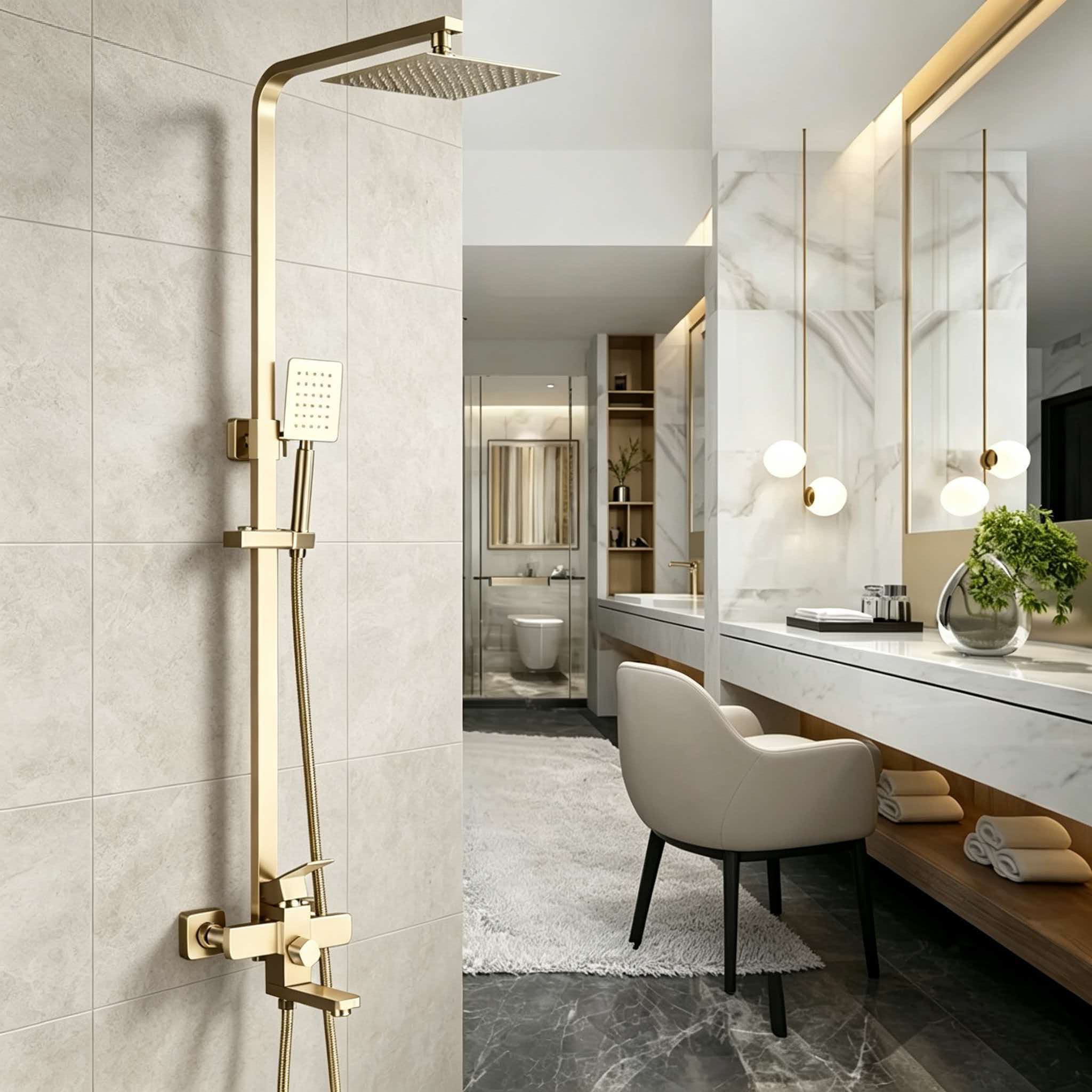 Home Bathroom Set - Złoty zestaw prysznicowy ze stali nierdzewnej,