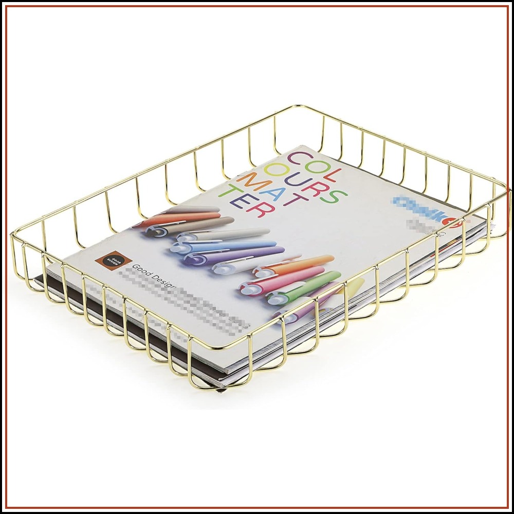 Home Bathroom Images - Elegancka złota metalowa taca na biurko