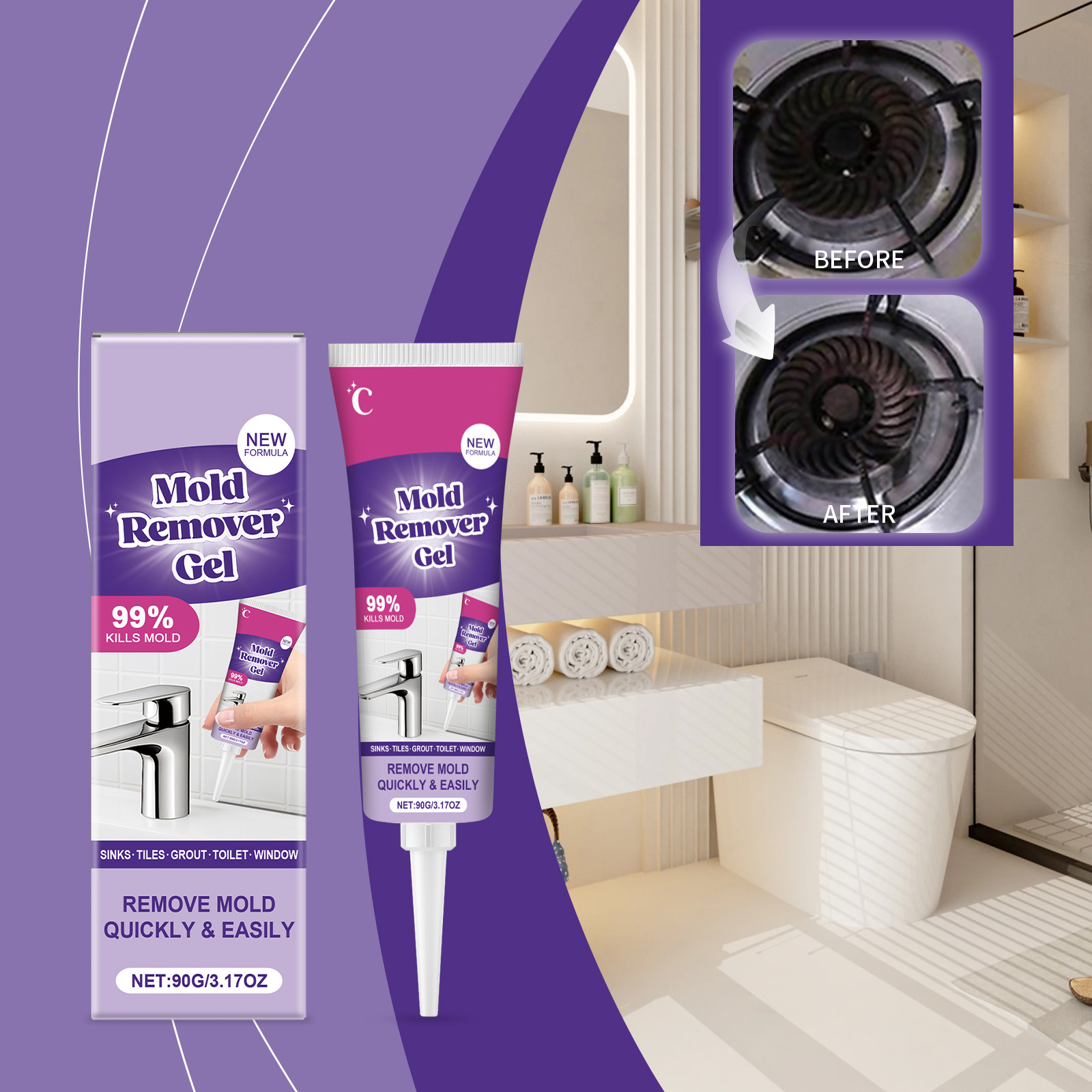 Home Bathroom Cleaning Solution - Żel do usuwania pleśni, szybko działający