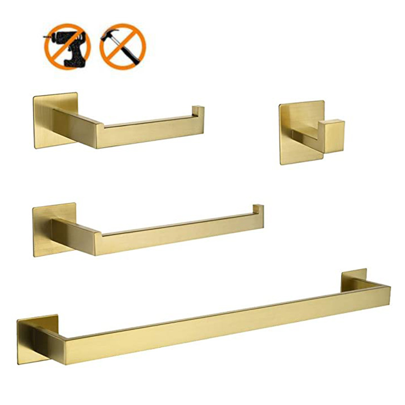 Home Bathroom Set - 4-częściowy zestaw złotych akcesoriów łazienkowych ze