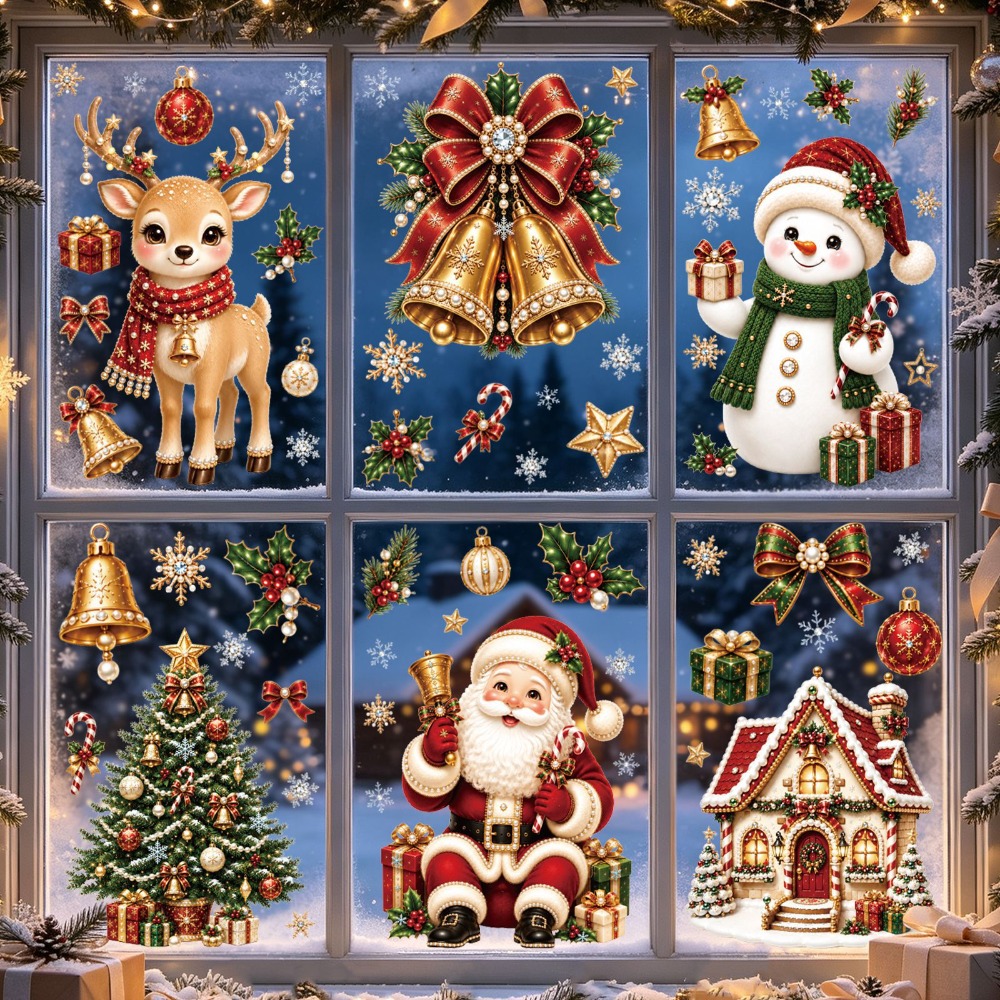 Home Bathroom Wallpaper - Naklejki na szyby na Boże Narodzenie