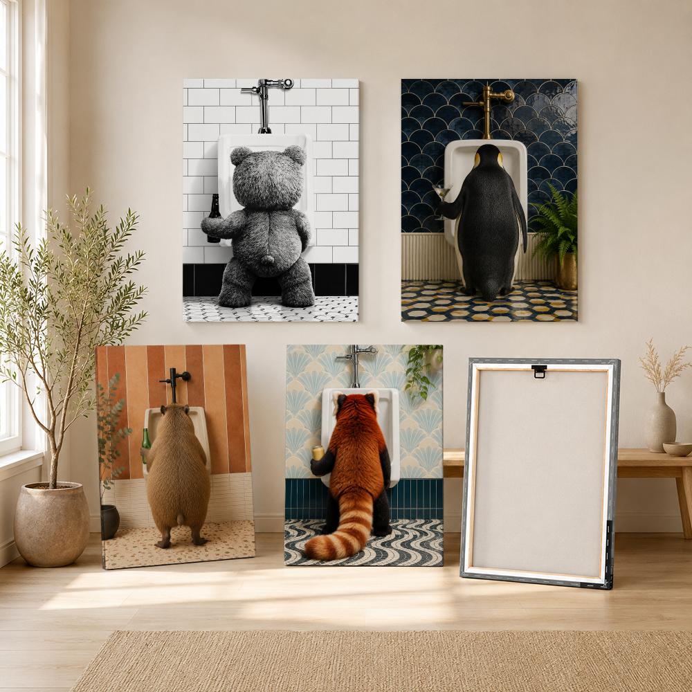 Home Bathroom Set - Miś z piwem w łazience -