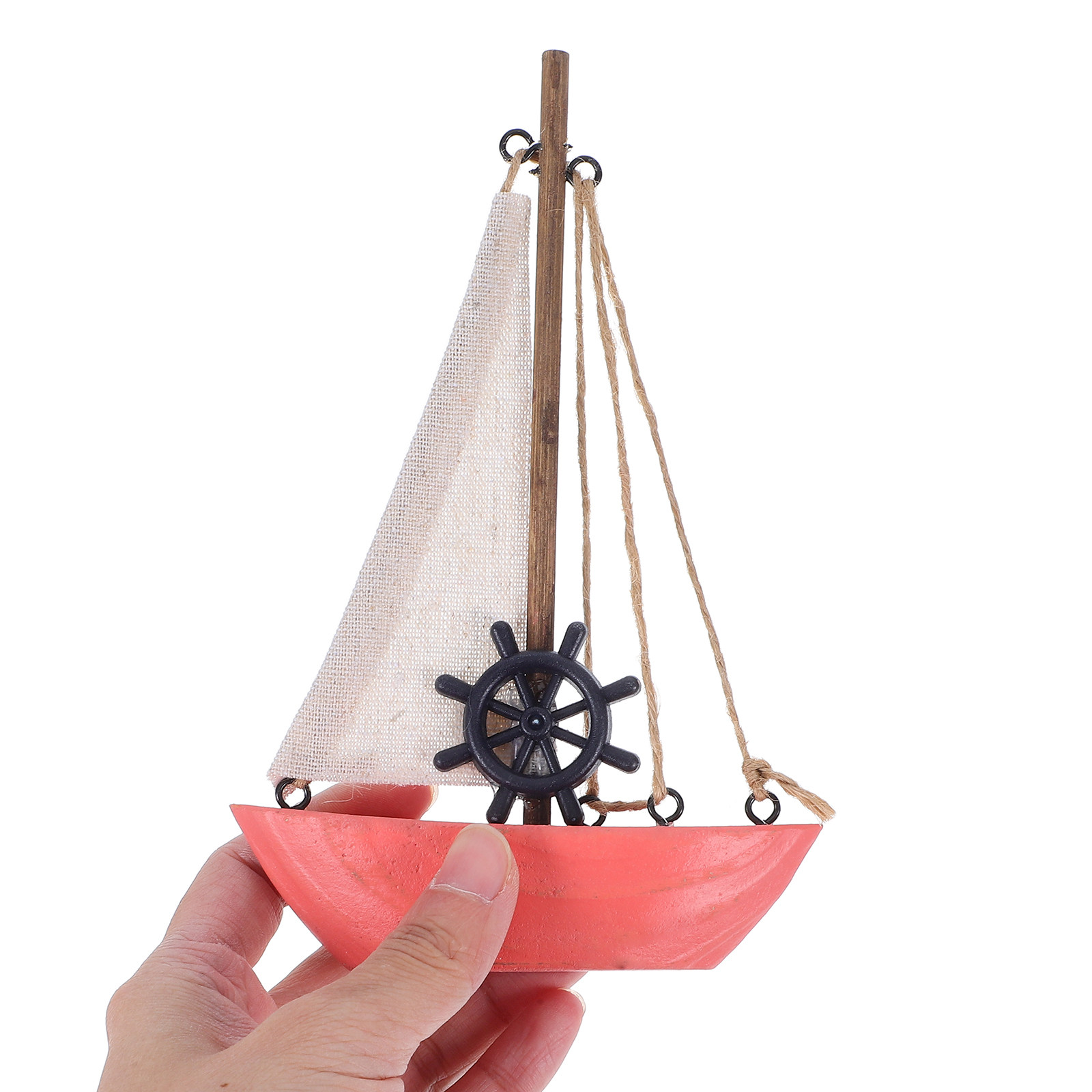 Home Bathroom Shelf - Drewniana Miniaturowa Żaglówka w Stylu Śródziemnomorskim