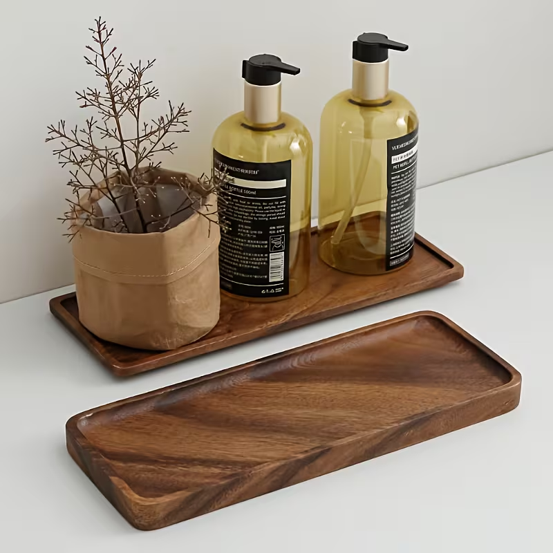 Zara Home Bathroom Tray - Naturalna Drewniana Taca Prostokątna Patera na