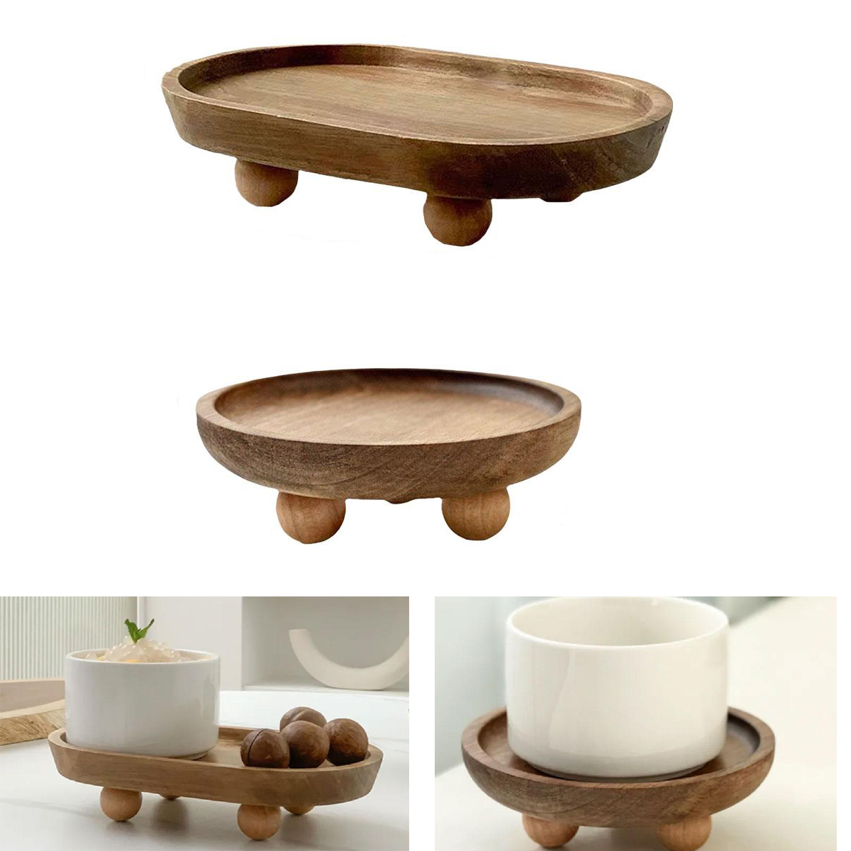 Zara Home Bathroom Tray - Drewniana podstawka do ekspozycji, mała drewniana