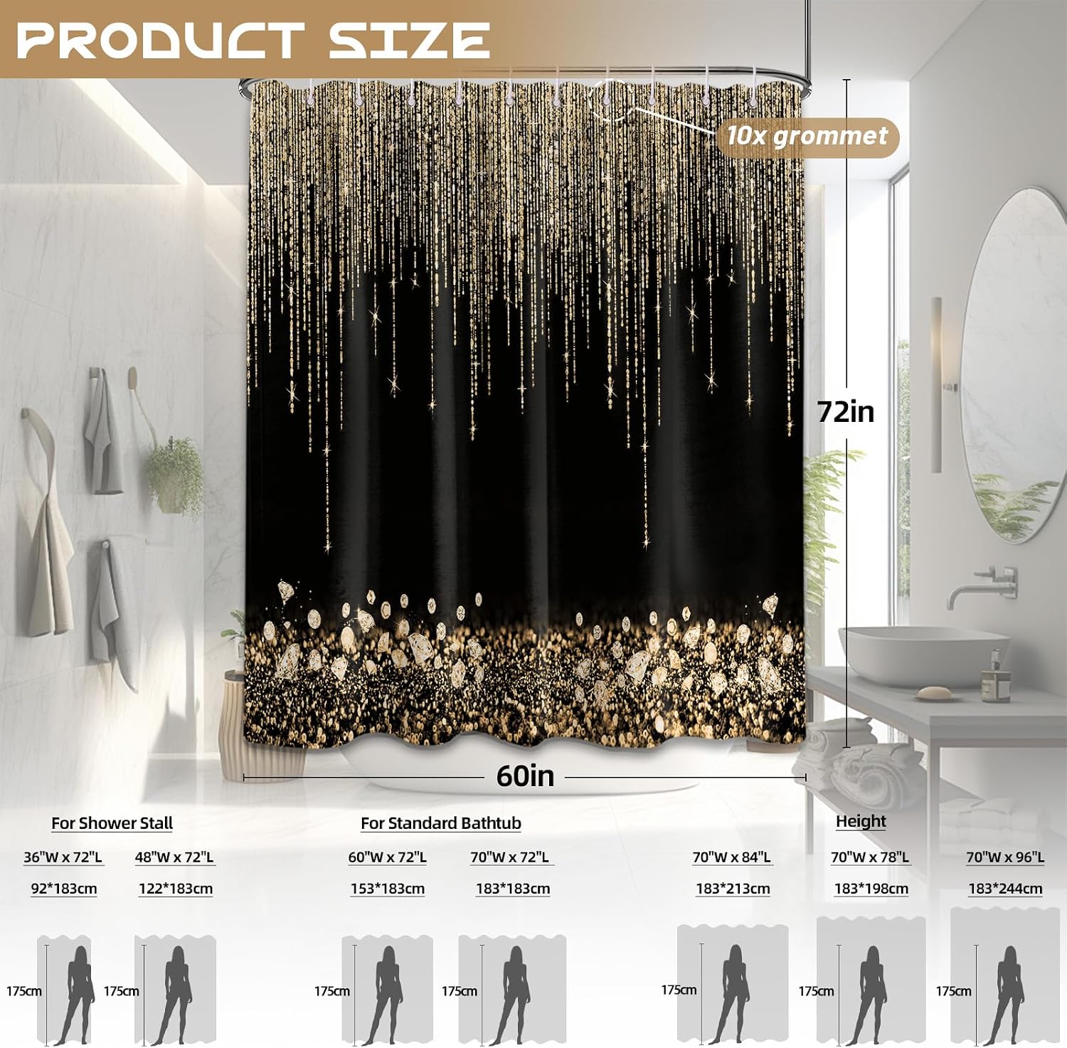 Luksusowa Złota Brokatowa Zasł – Home Bathroom Spa recenzja i cena