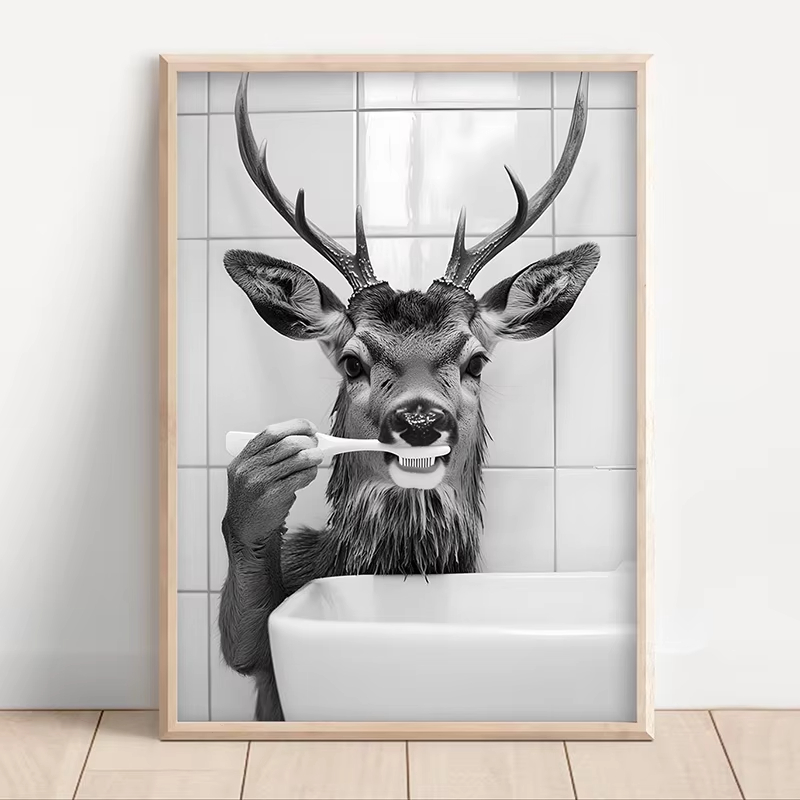 Czarno-biały zabawny plakat z  – Home Bathroom Images recenzja i cena