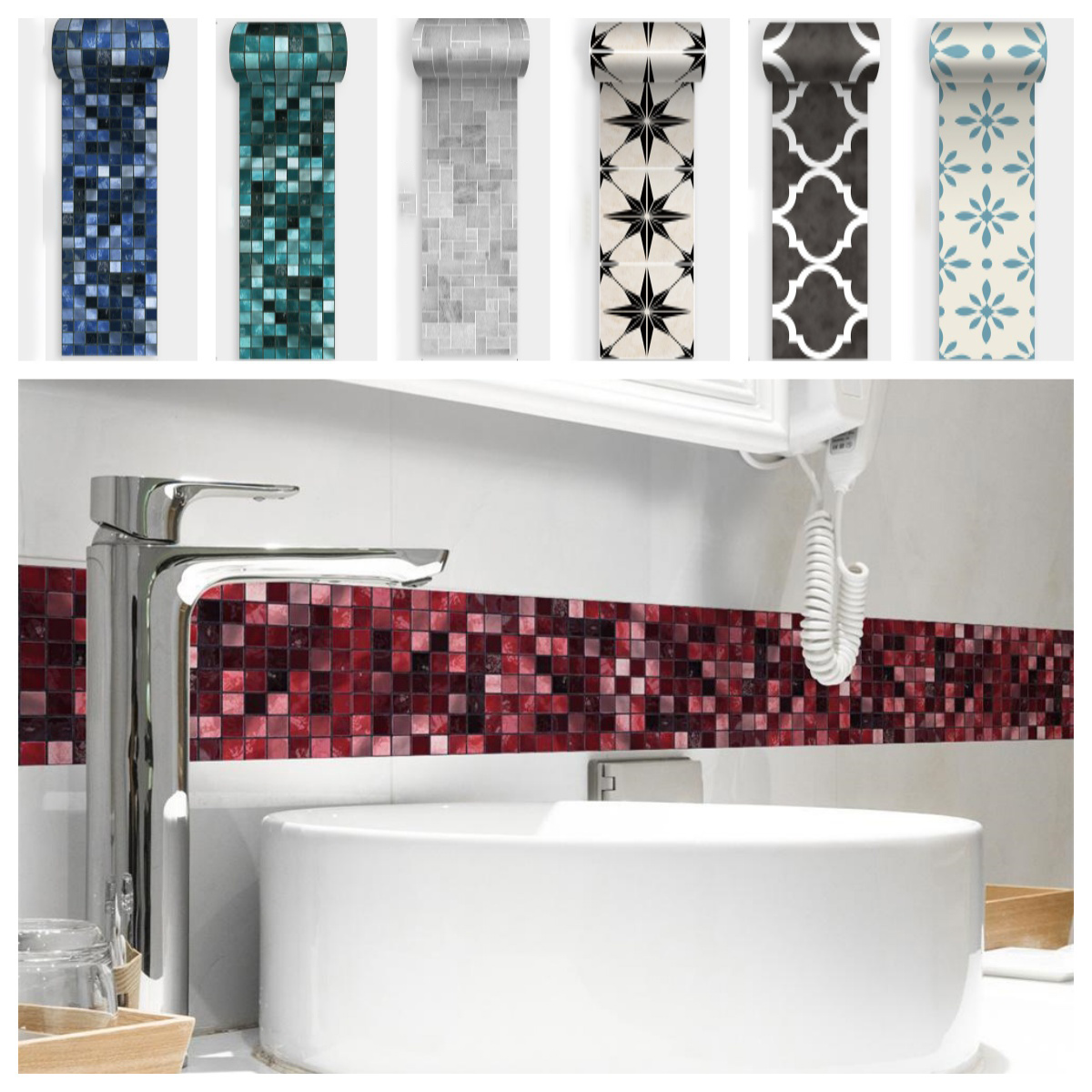 Czerwona mozaika Łazienka Wodo – Home Bathroom Wallpaper recenzja i cena