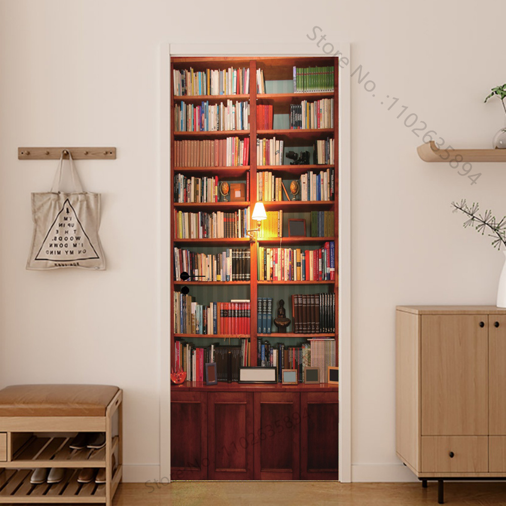 Girl Shadow Wooden Doors Vinyl – Home Bathroom Wallpaper recenzja i cena