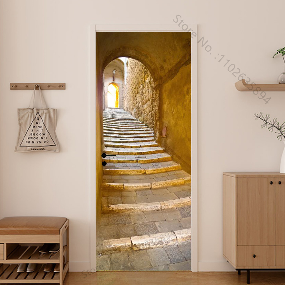 Girl Shadow Wooden Doors Vinyl – Home Bathroom Wallpaper recenzja i cena
